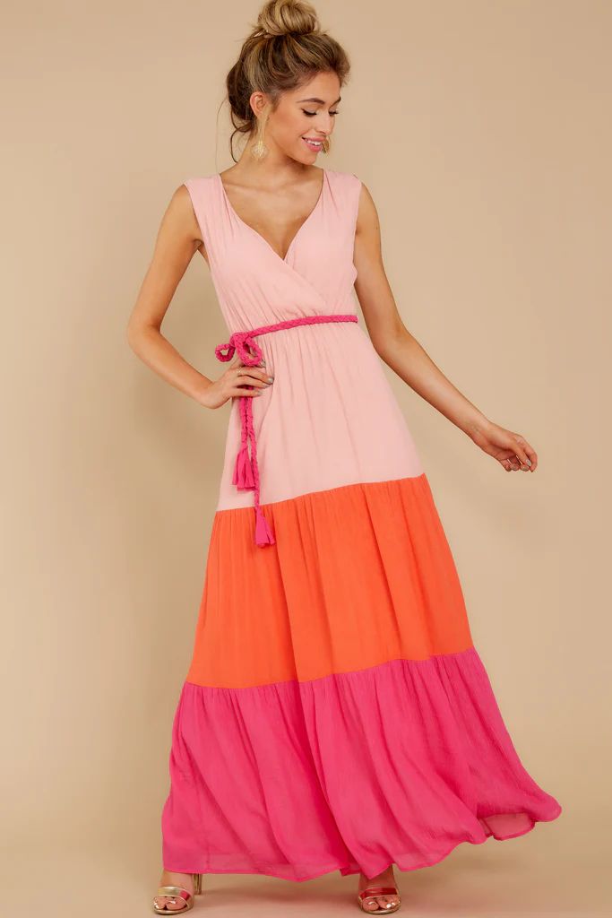 Walk On The Bright Side Pink Multi Maxi Dress | Red Dress 