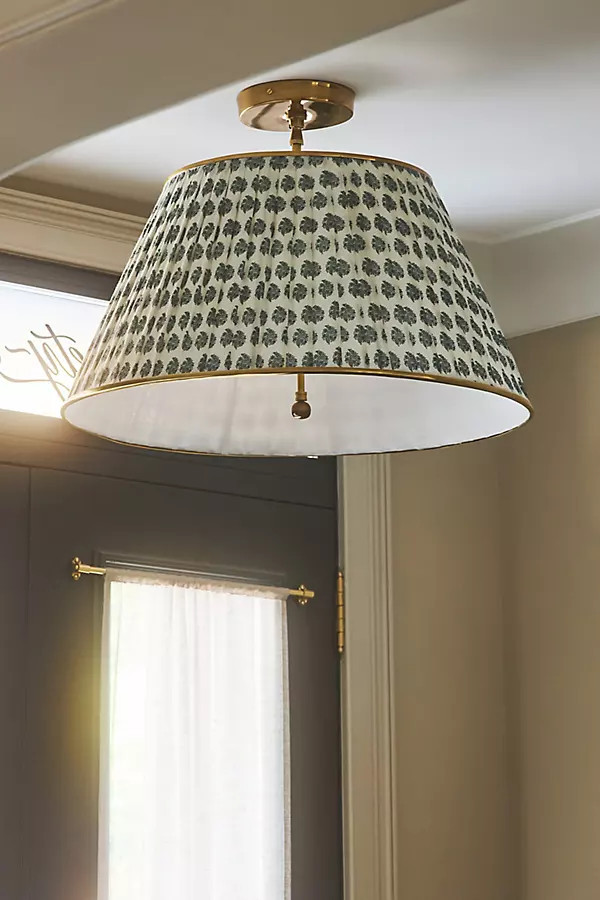 Lee Brass 24" Ruched Printed Semi-Flush Mount Pendant Light | Anthropologie (US)