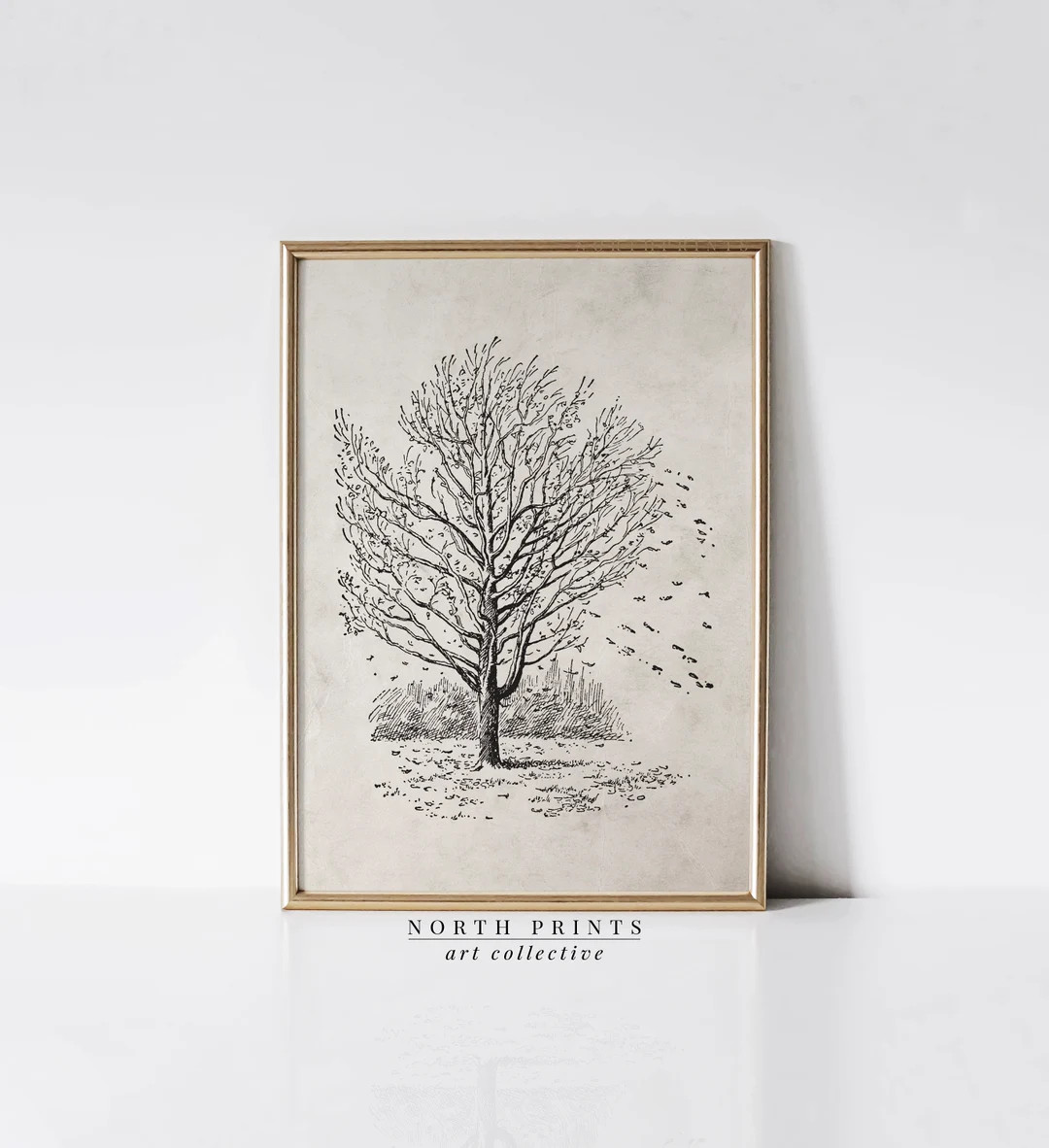 Neutral Rustic Fall PRINTABLE Tree Sketch Wall Art | Autumn Decor Digital Print Download | North ... | Etsy (US)