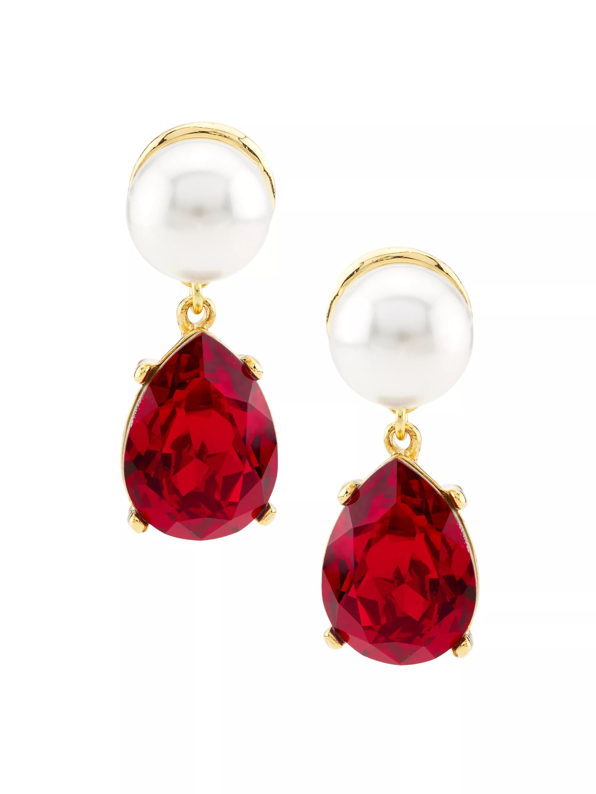 Goldtone, Imitation Pearl & Glass Crystal Drop Earrings | Saks Fifth Avenue