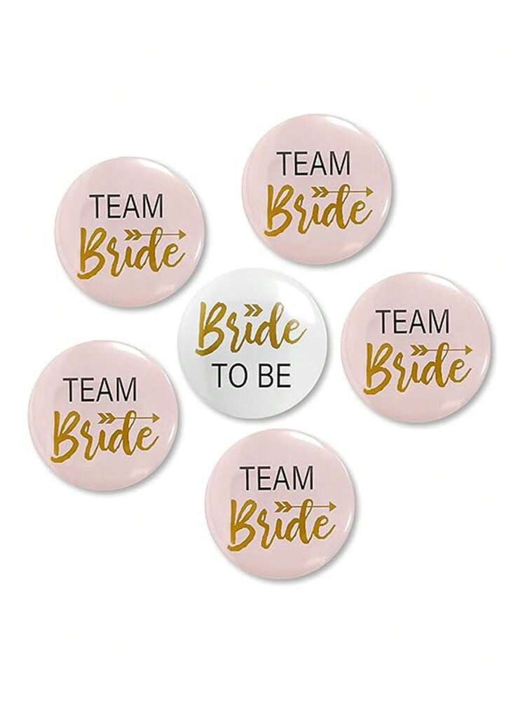 Set de 6 broches de pin de botón para equipo nupcial, pasador de insignia de hojalata para fiest... | SHEIN