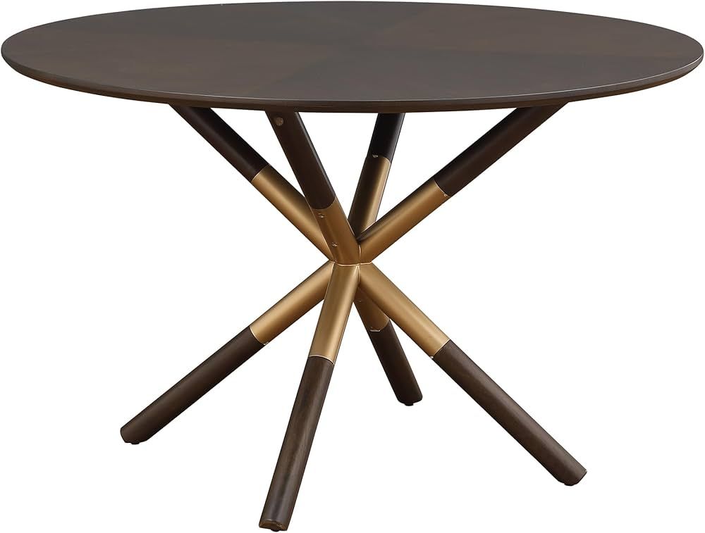 Morden Fort 47 Inch Round Wood Dining Table, Rustic Style, Unique Metal and Wood Legs, Crossed Pe... | Amazon (US)
