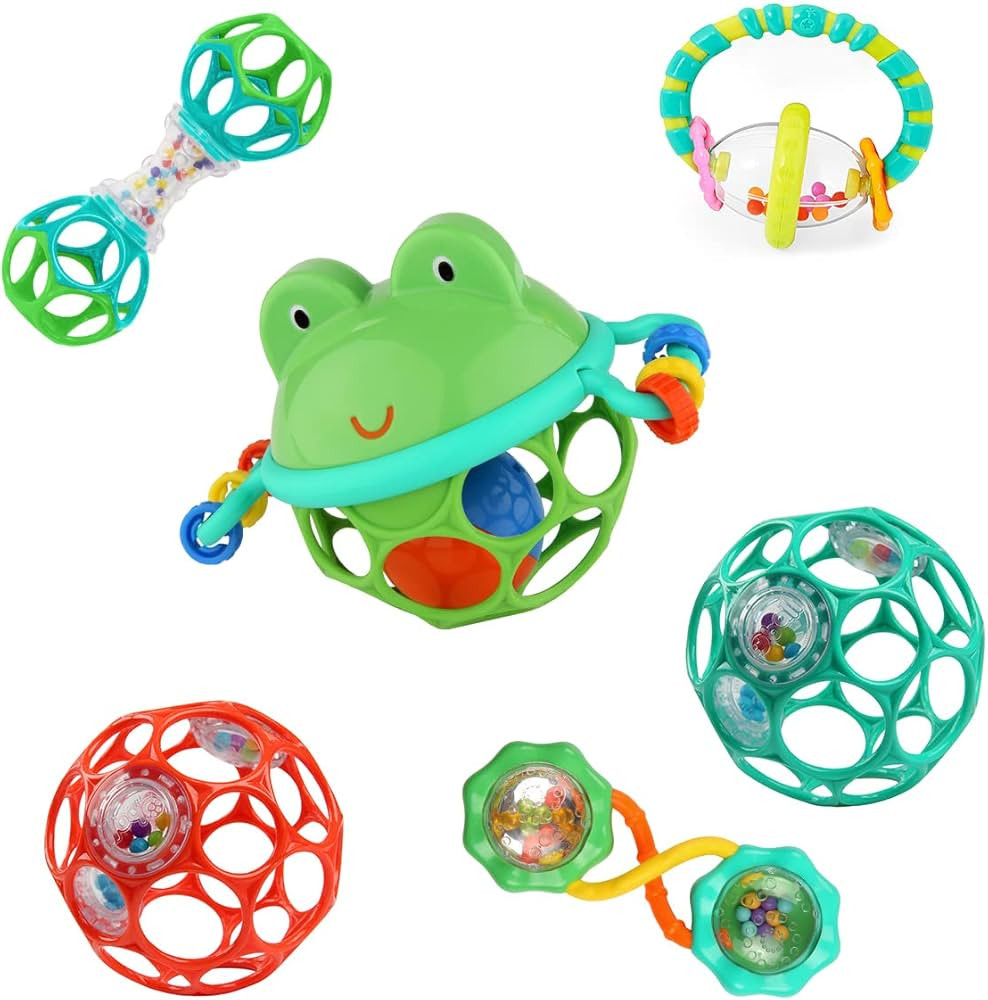 Bright Starts Little Shakers 6pc Gift Set - BPA-Free Easy-Grasp Baby Rattles and Teethers, Unisex... | Amazon (US)