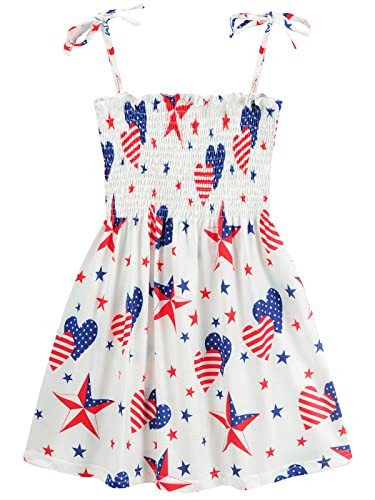 4th of July Dress for Toddler Girl July Fourth Independence Memorial Day Dress Girls American USA Flag Patriotic Skirt 6-7 Years | Amazon (US)