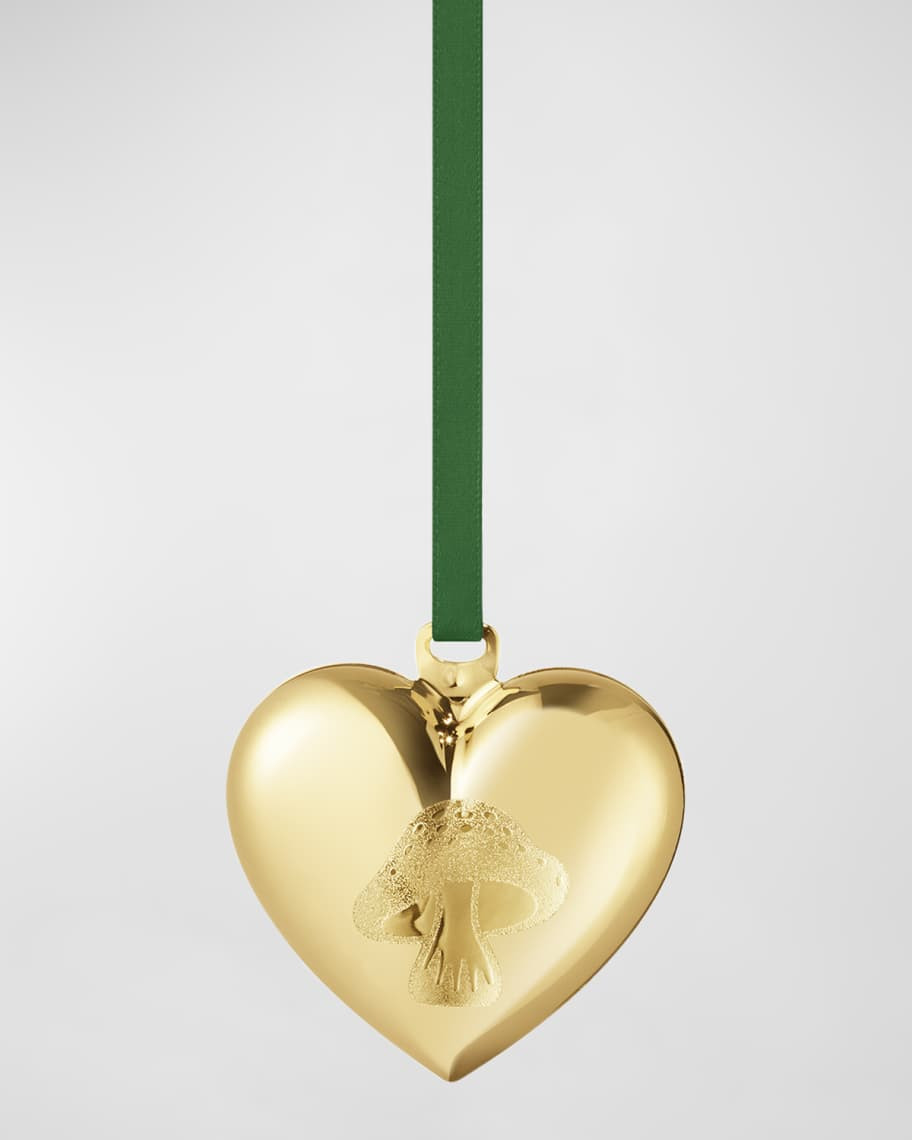 Georg Jensen 18K Gold-Plated Mushroom Heart Christmas Ornament | Neiman Marcus