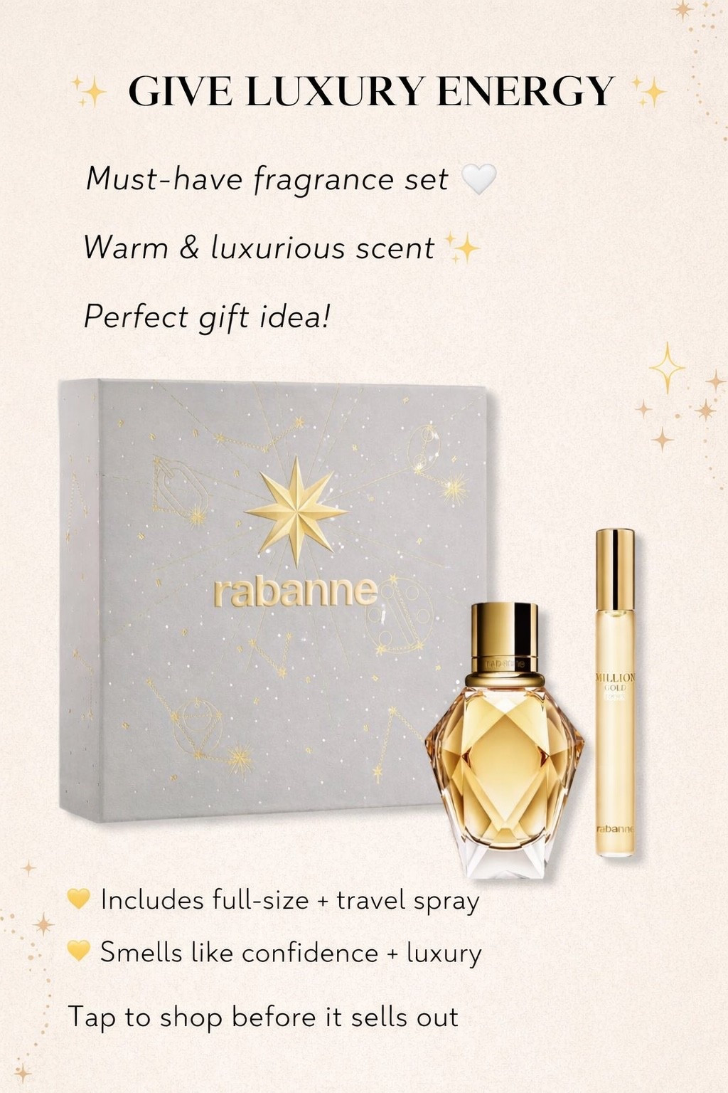 ✨ GIVE LUXURY ENERGY ✨

This ✨ must-have ✨ fragrance set is EVERYTHING — elegant, feminine, and perfect for everyday glam or a night out 💫

The scent? Warm, sweet, and irresistible… you will get compliments EVERY time 🤍

💛 Includes full-size + travel spray (perfect for your bag!)
💛 Perfect gift idea or treat yourself moment
💛 Smells like confidence + luxury

Use code 295711 to save 💸

Tap to shop before it sells out 🔗
#LTKbeauty #LTKsalealert #perfumeaddict #giftideas #luxuryvibes

#LTKgrwm #LTKSaleAlert #LTKdayinmylife