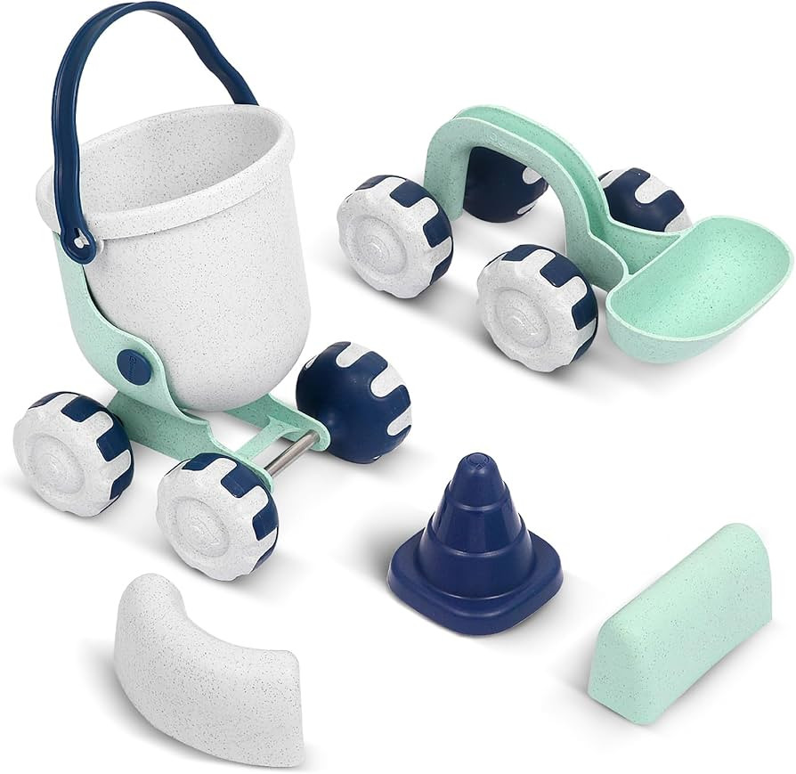 Asweets Beach Sand Toy Set Include Shovel, Bucket and Sandcastle Mold, Organic Green Plastic Trav... | Amazon (US)