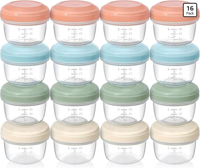 VITEVER [16 Pack] 4 oz Small Containers with Lids, Reusable Plastic Jars for Snack and Puree, Sal... | Amazon (US)