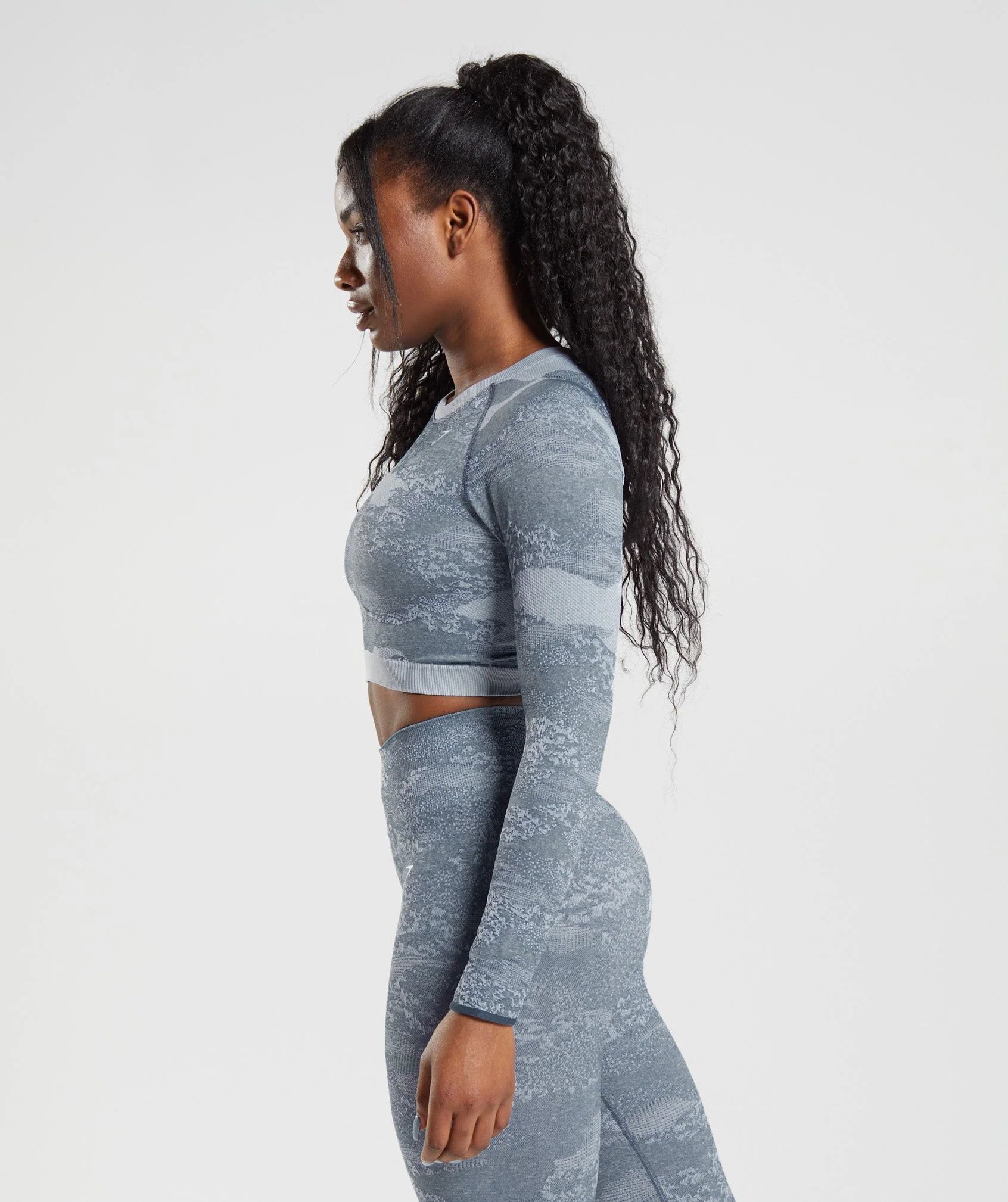 Gymshark Adapt Camo Seamless Lace Up Back Top - Lava |  River Stone Grey/Evening Blue | Gymshark US