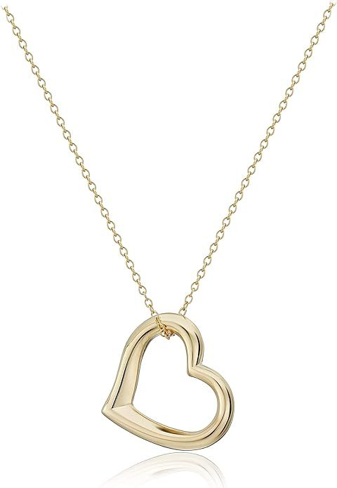 Amazon Collection women 18k Yellow Gold Plated Sterling Silver Open Heart Pendant Necklace, 18" | Amazon (US)