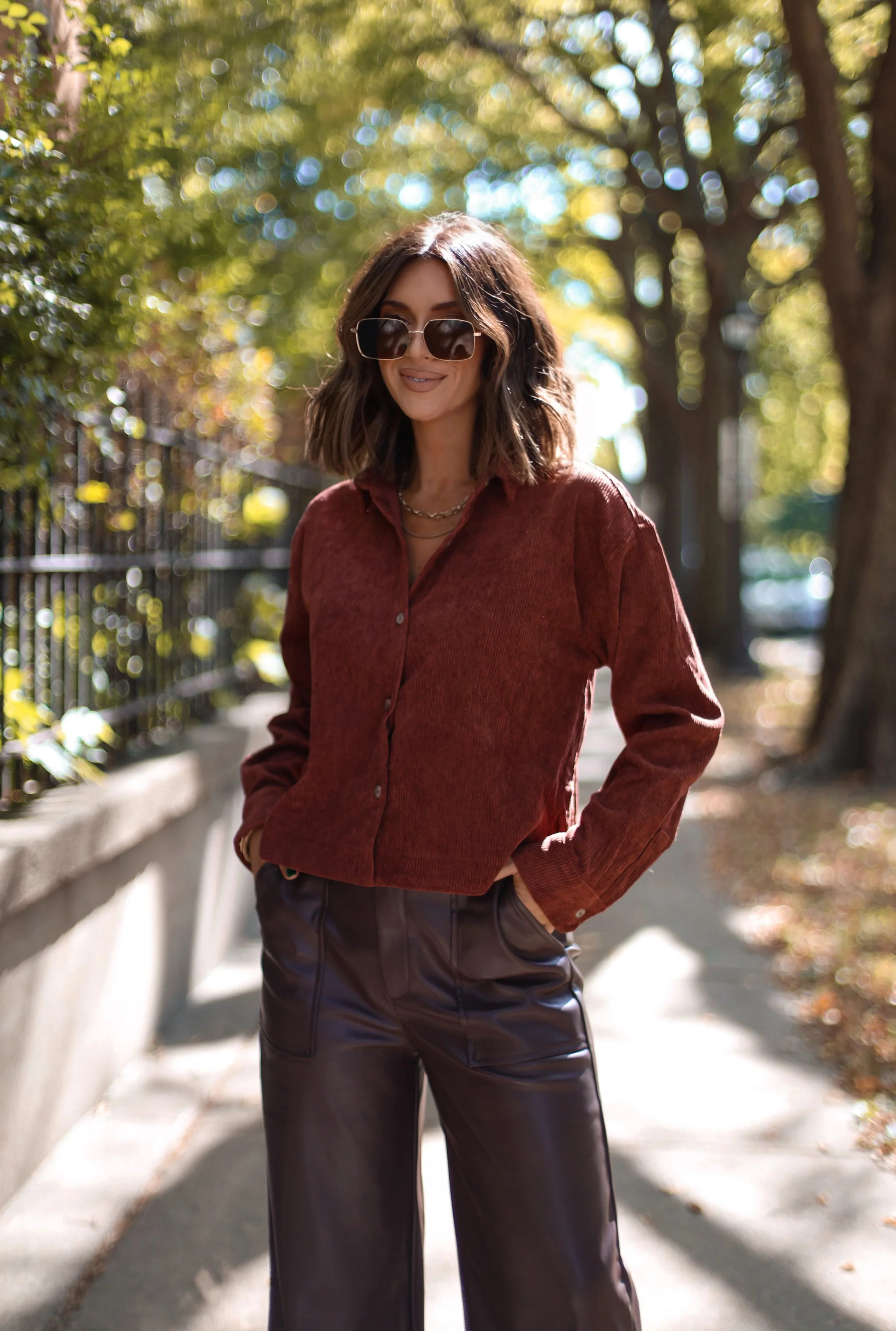Cropped Corduroy Button Up | Lane 201 Boutique