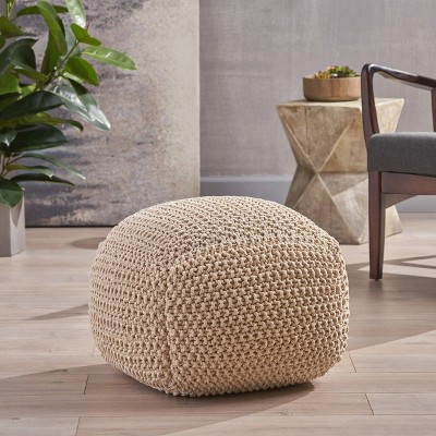 Elowski Knitted Pouf Beige - Christopher Knight Home | Target
