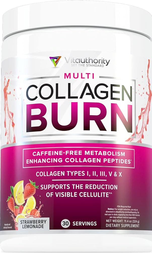 Multi Collagen Burn: Multi-Type Hydrolyzed Collagen Protein Peptides with Hyaluronic Acid, Vitami... | Amazon (US)