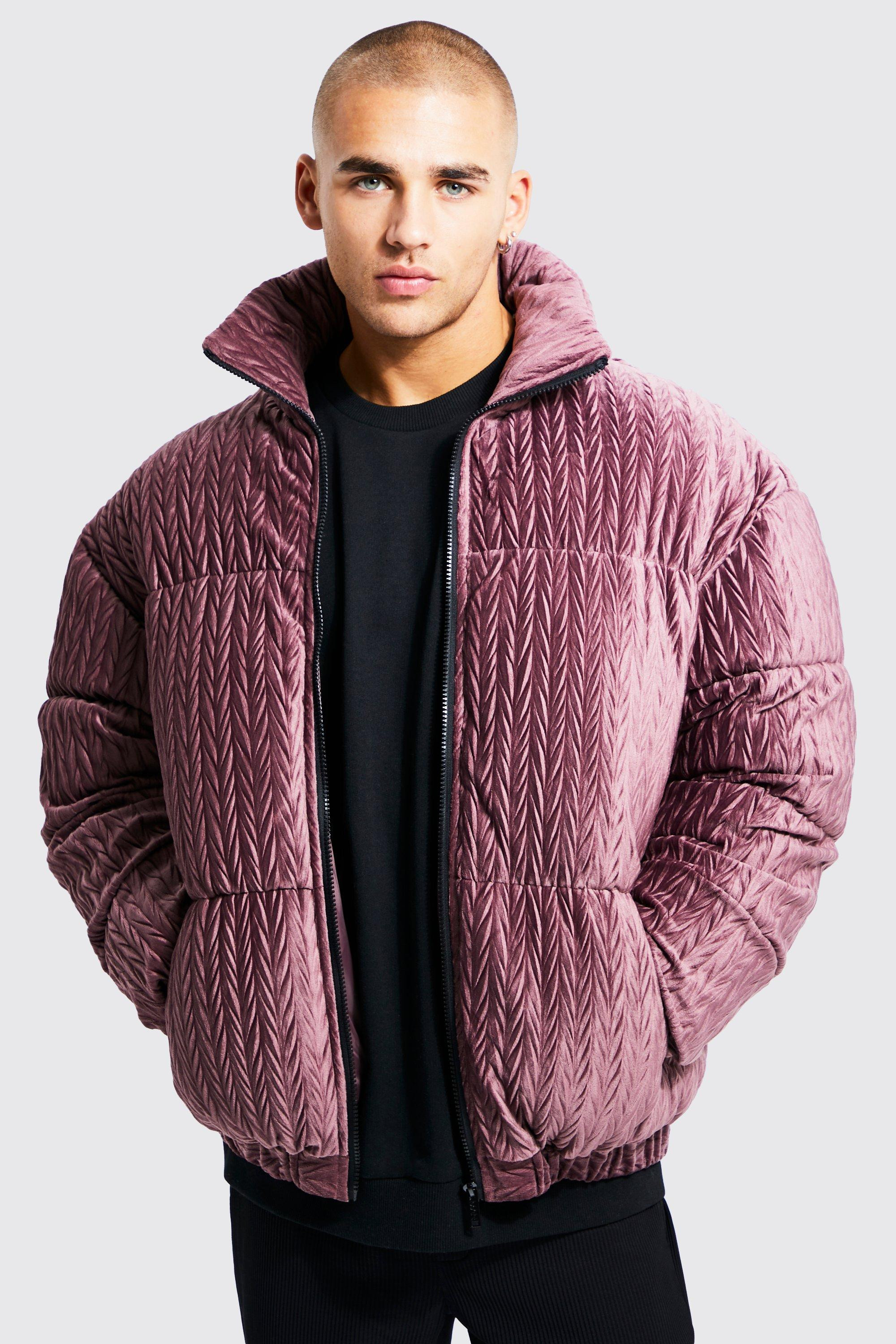 Doudoune texturée en velours | boohooMAN (FR)