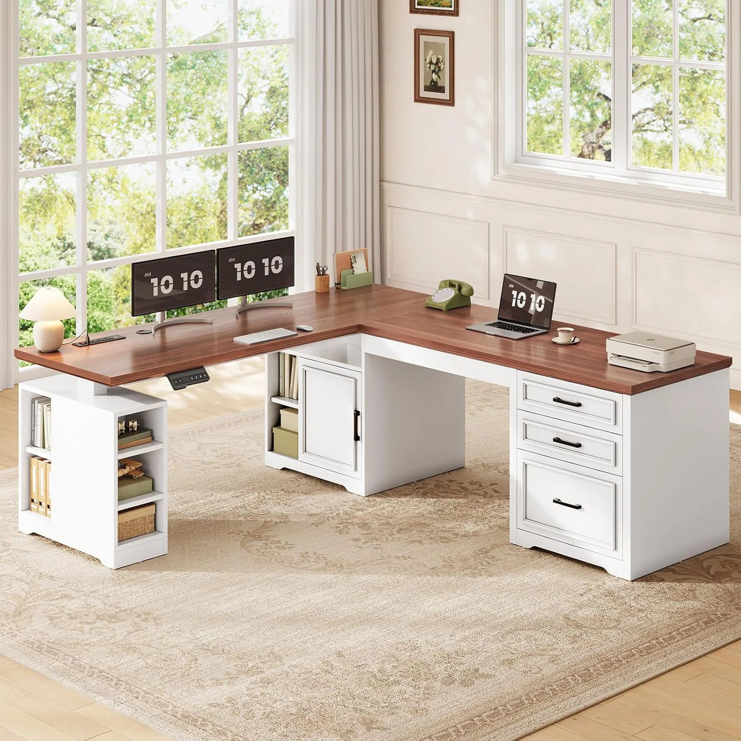 Farmhouse L Shaped Electric Standing Desk | Wayfair North America
