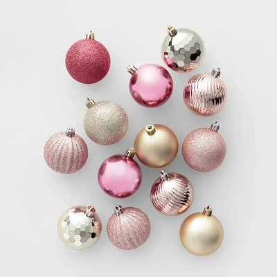 100ct Christmas Ornament Set Champagne Blush and Dusty Rose - Wondershop™ | Target