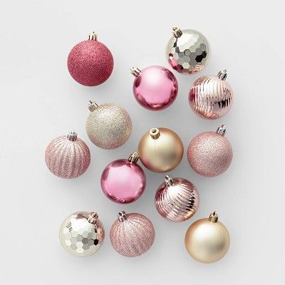 100ct Christmas Ornament Set Champagne Blush and Dusty Rose - Wondershop™ | Target