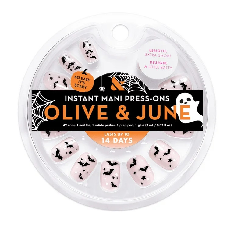 Olive & June Instant Mani Extra Short Squoval Press-on Nails, A Little Batty, 42 Pieces | Walmart (US)