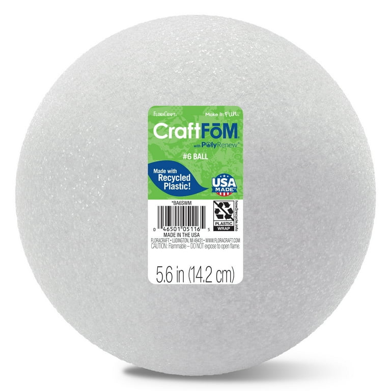 FloraCraft CraftFōM Crafting Foam Ball 5.6 inch White - Walmart.com | Walmart (US)