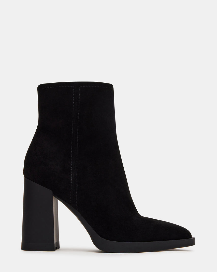 HARDEN Black Suede Pointed Toe Ankle Boot | Women's Booties | Steve Madden (US)