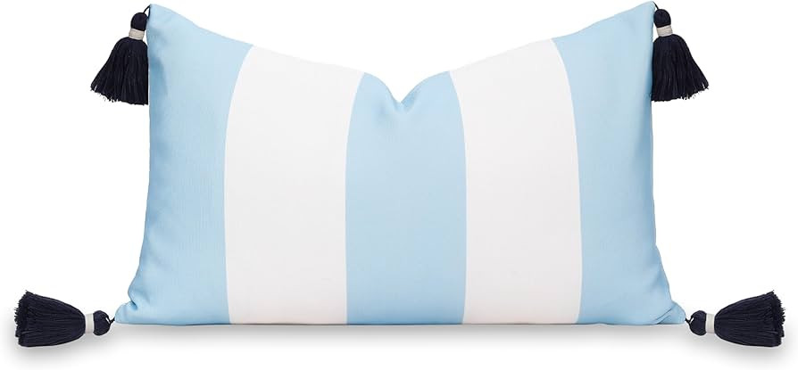 Hofdeco Premium Coastal Patio Indoor Outdoor Lumbar Pillow Cover Only, 12"x20" Water Repellent fo... | Amazon (US)