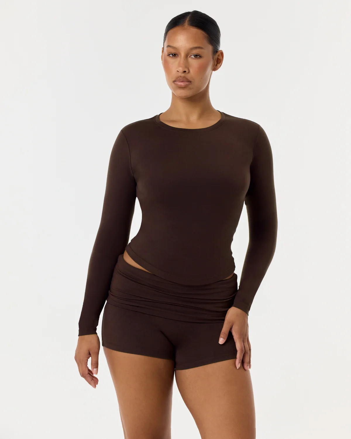 Form Lite Long Sleeve Top | Espresso | Crop Shop Boutique US