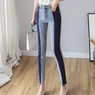 Two-Tone Skinny Jeans | YesStyle Global