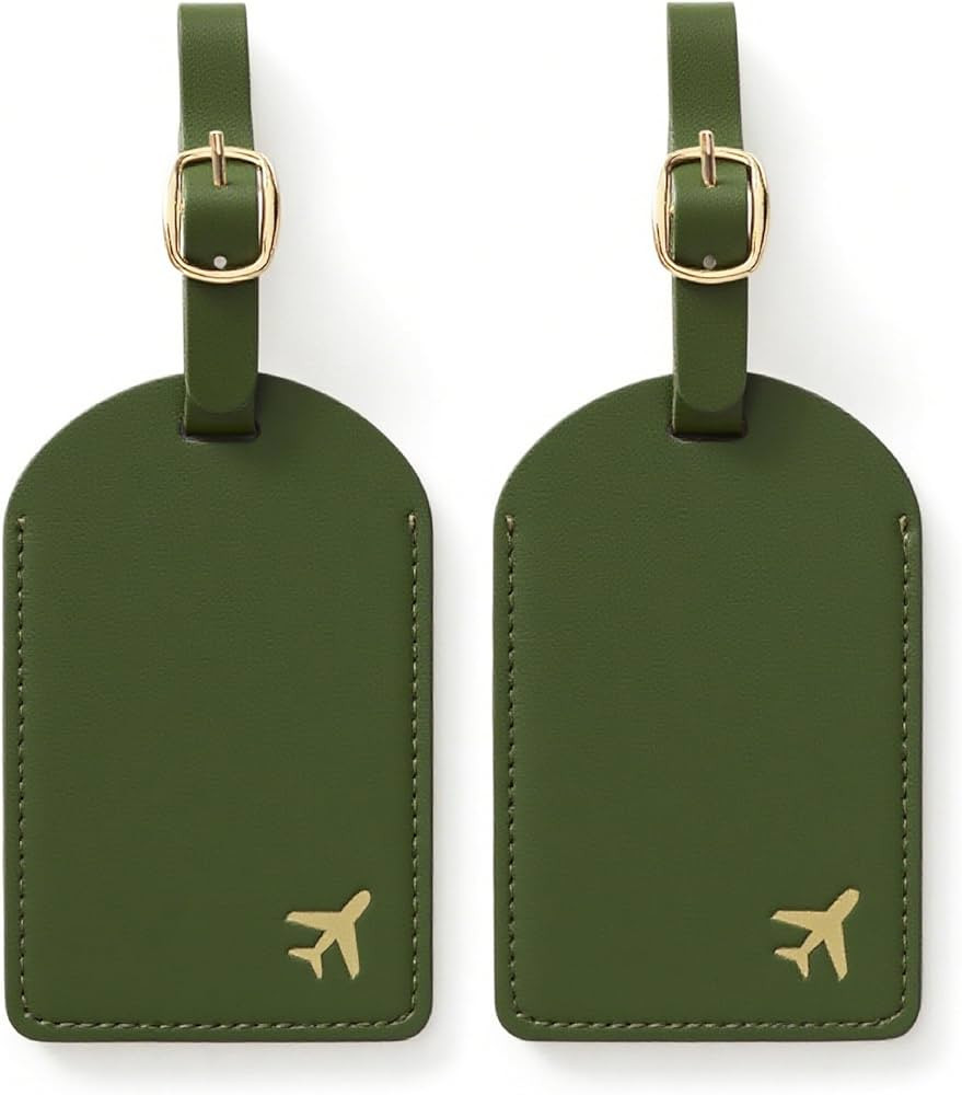 Luggage Tags for Suitcases, PU Leather Travel Tags for Luggage. (Olive Drab) | Amazon (US)