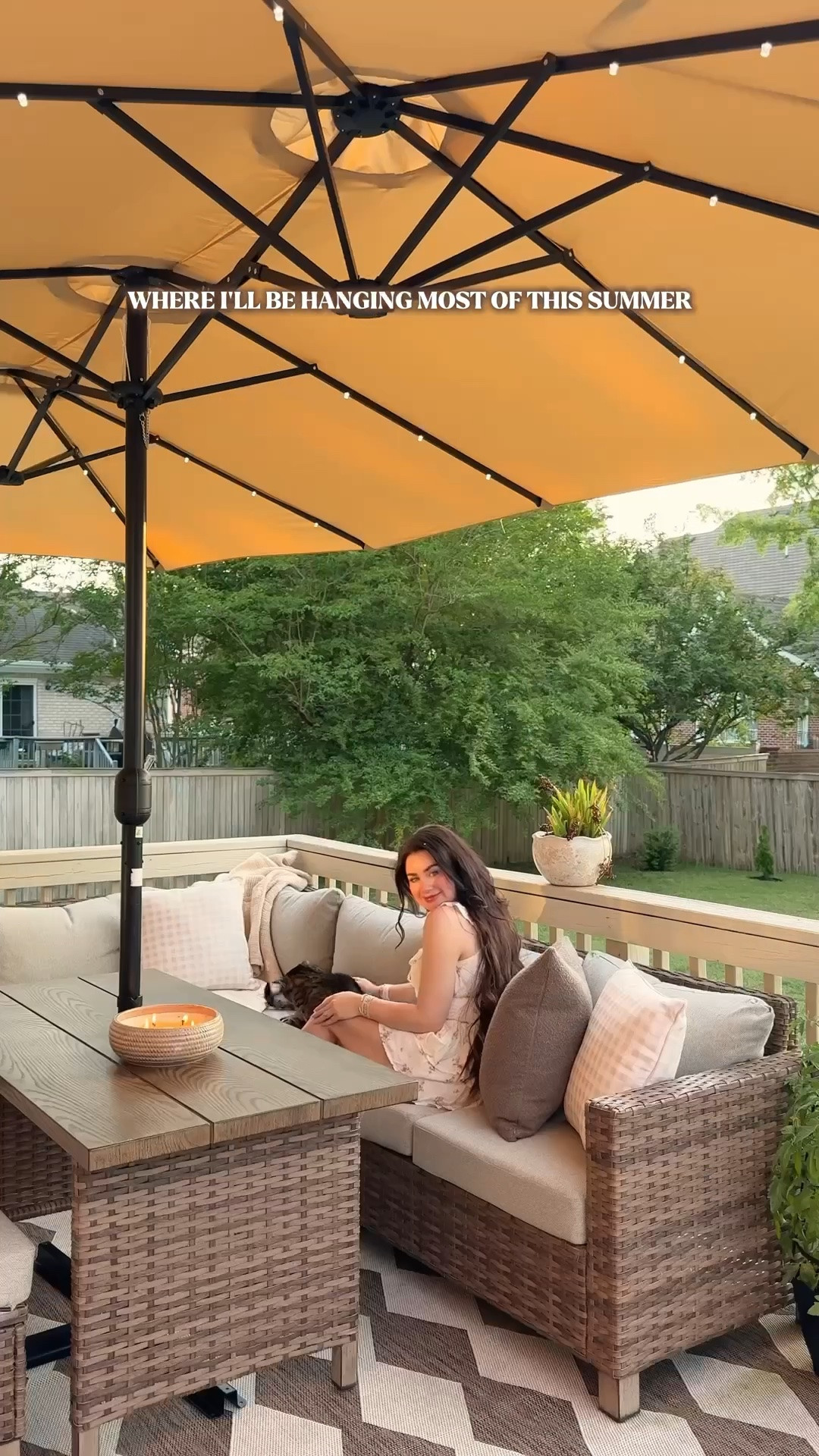 ✨🤍 Unnecessary necessities ✨🤍

Honestly… because of my health lately, home will be my sanctuary this summer… so it’s more important than ever to turn every little space into something that feels beautiful, cozy, and peaceful 🫶🏻

This might be my favorite patio upgrade yet. Opting for the overized umbrella  makes the whole deck feel so luxe, gives great shade, and the built in solar lights at night are sooo pretty.

Was this necessary? Absolutely not. Did it completely transform the vibes? Yes!!

#PatioFinds #AmazonHome #BackyardMakeover #PatioUmbrella #OutdoorLiving

#LTKdayinmylife #LTKSeasonal #LTKHome
