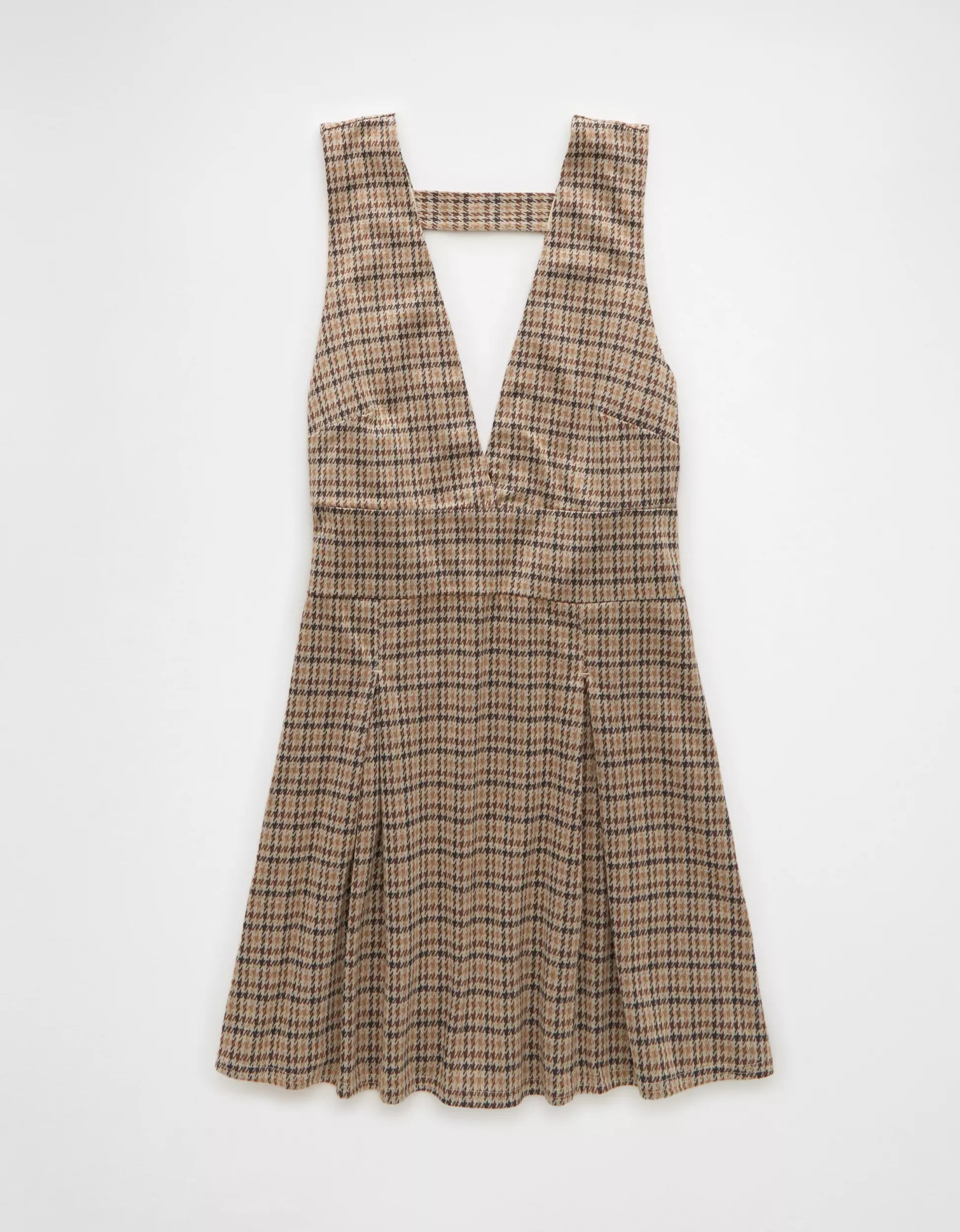 AE It Knit Plaid Pleated Pinafore Dress | American Eagle Outfitters (US & CA)