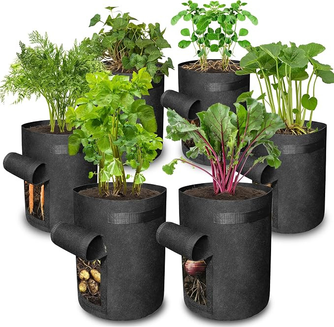 Gardzen 6 Pack BPA-Free 10 Gallon Vegetable Grow Bags with Access Flap and Handles, Suitable for ... | Amazon (US)