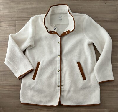 NWT- JCrew Sherpa Jacket in ivory -Large | eBay US