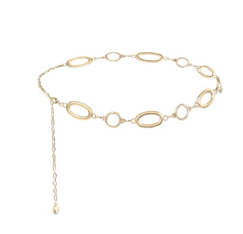 Waist Chain Belt Women Circle O-Ring Metal Link Body Chains Plus Size Gold Tone Chain Belt Fashion Waist Jewelry for Dress (Gold) | Amazon (US)