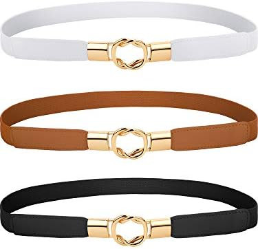 Blulu 3 Pcs Women Skinny Waist Belt Elastic Stretch Thin Belt for Dresses Jeans Western Elastic W... | Amazon (US)