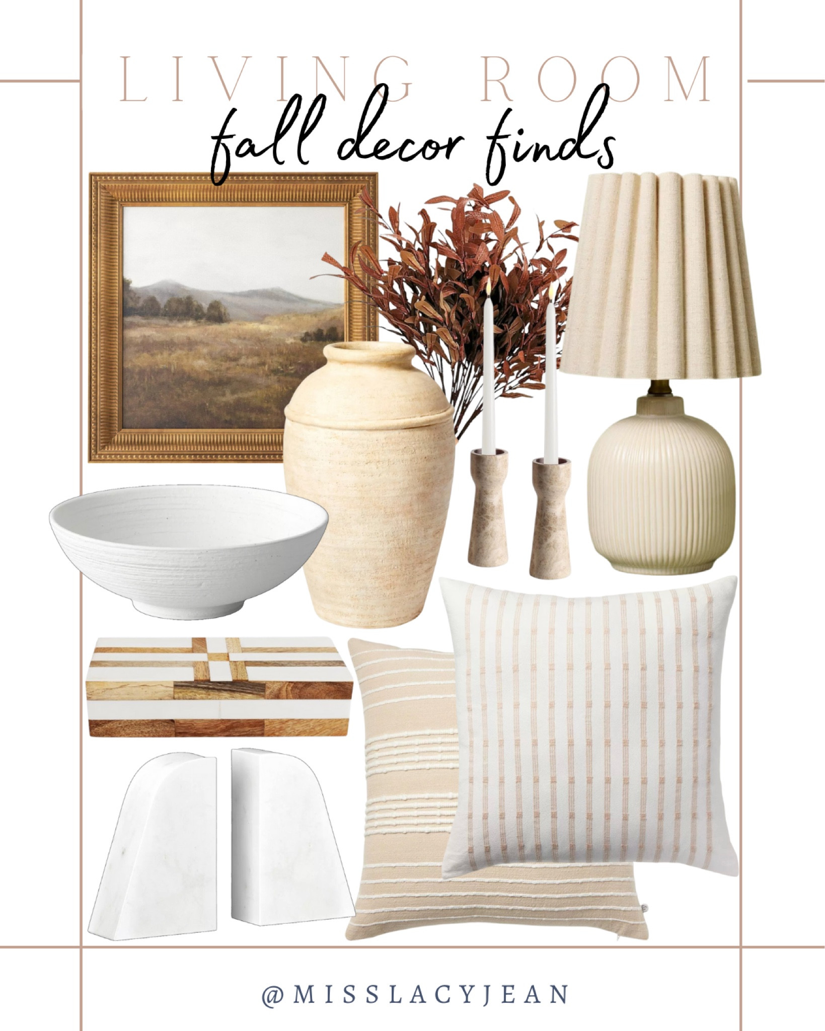 Living room fall decor includes decorative bowl, wall art, vase, fall stems, candle stick holders, table lamp, throw pillows, book ends, and decorative box.

Home decor, fall decor, fall home decor, neutral home decor

#LTKStyleTip #LTKFindsUnder50 #LTKHome