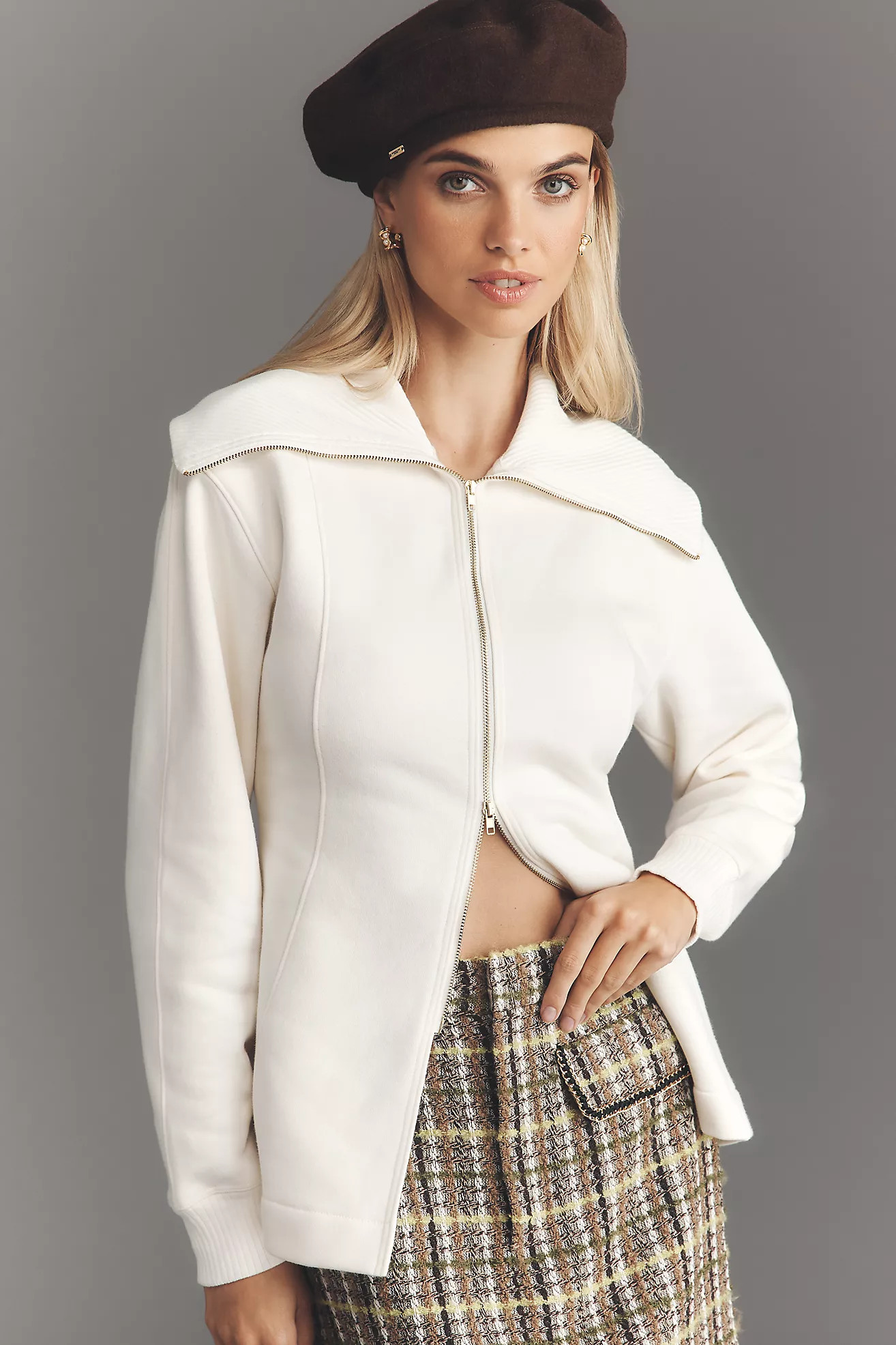 Maeve Long-Sleeve Zip-Front Top | Anthropologie (US)