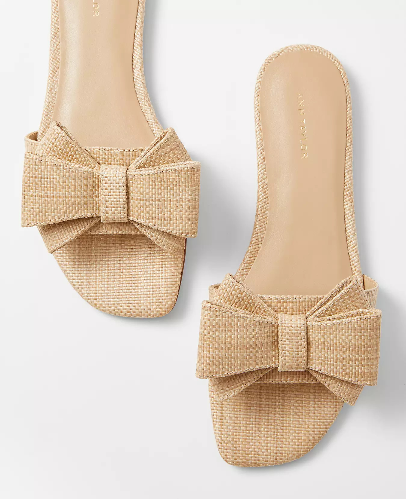 Straw Bow Slide Sandals | Ann Taylor (US)