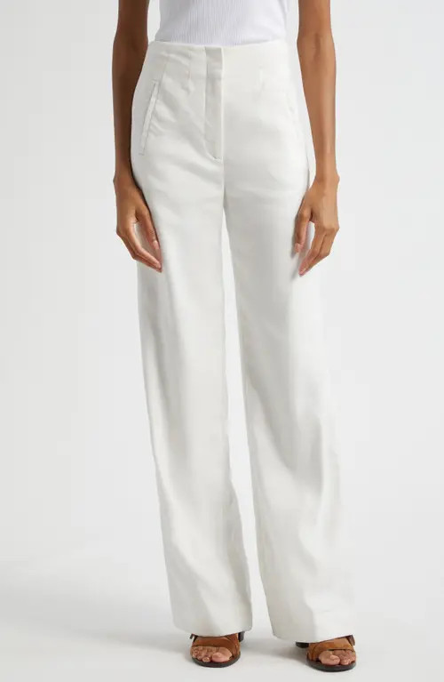 Veronica Beard Jude Wide Leg Linen Blend Pants in Off White at Nordstrom, Size 00 | Nordstrom