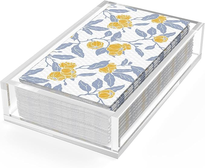 Napkin Holder, 8mm Thicken Clear Acrylic Tray for Disposable Hand Towels, Bathroom Vanity Organiz... | Amazon (US)