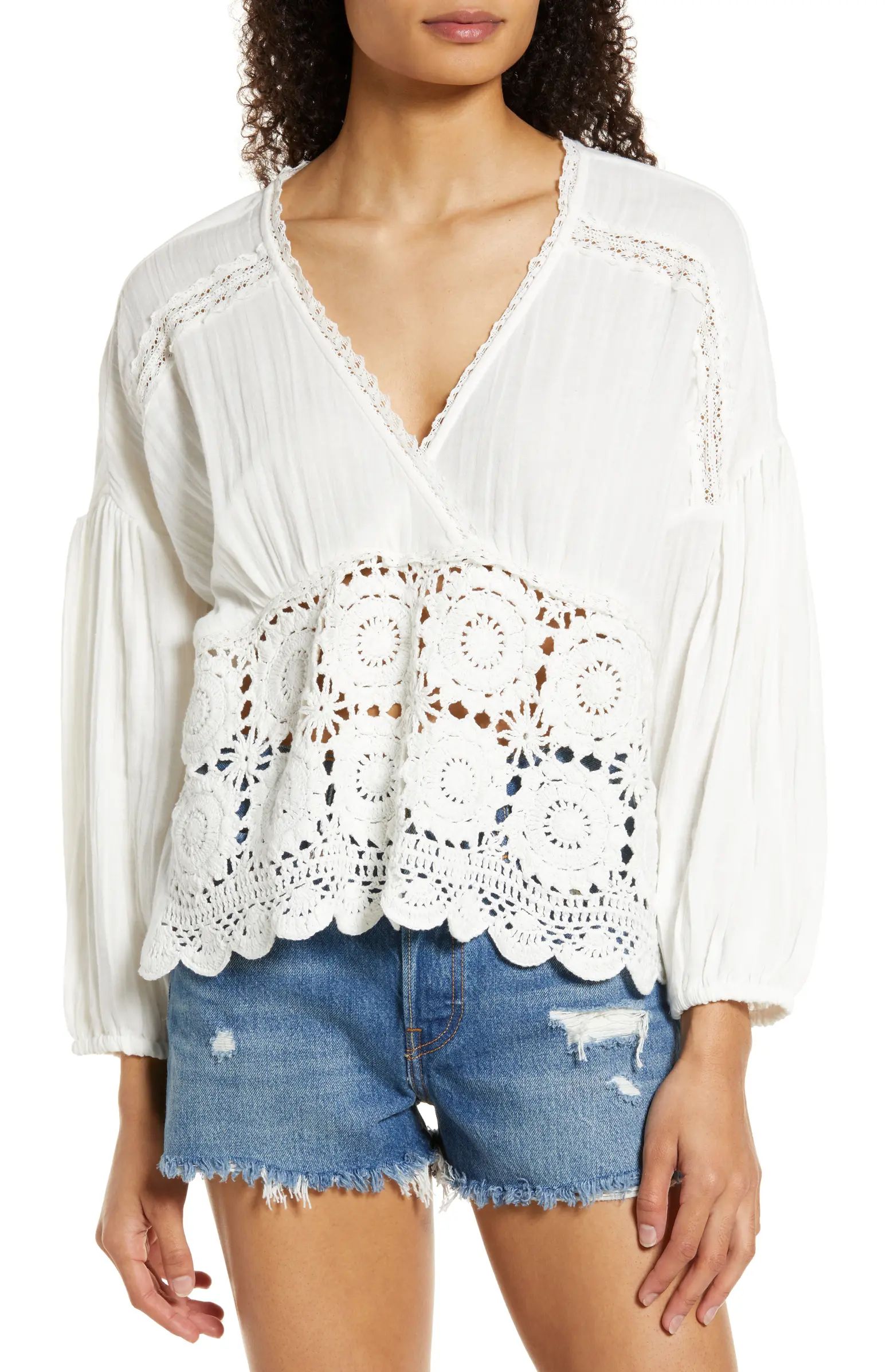 Women's Long Sleeve Crochet Cotton Top | Nordstrom