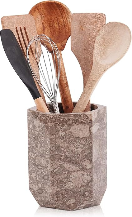 Radicaln Marble Utensil Holder 6.5" Inches Oceanic Handmade Spatula Set for Kitchen Counter, Idea... | Amazon (US)