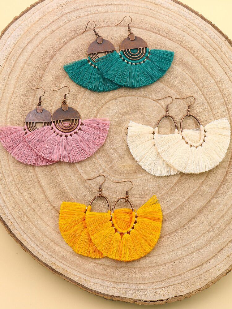 Tassel Fan Drop Earrings Set - 4 Pairs | SHEIN