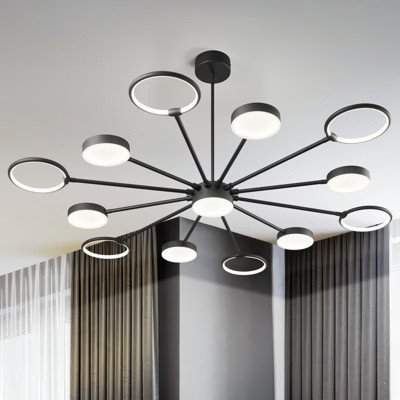 POWLIG Modern 12-Light Black LED Chandelier - 56.69 Inch Height Adjustable Ceiling Light for Dining Room, Living Room or Bedroom | Target