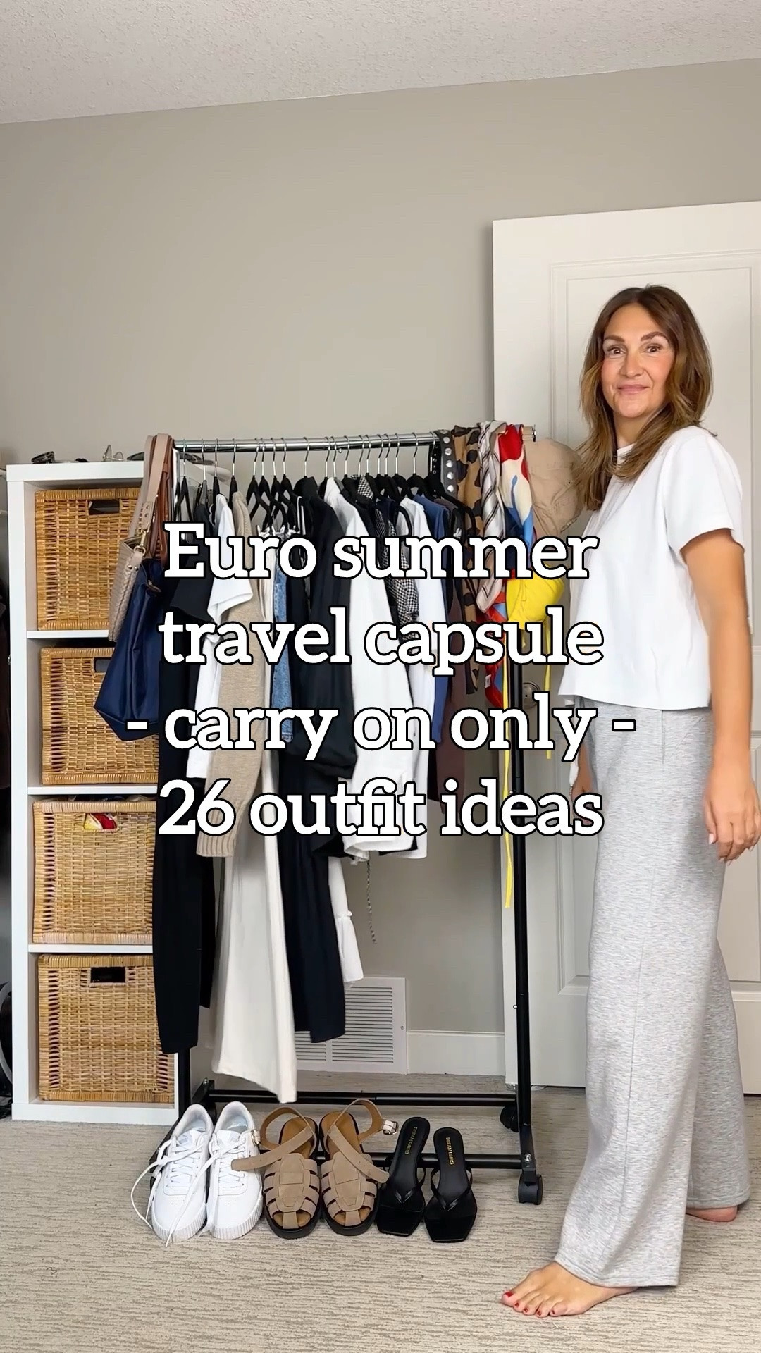 Euro summer travel capsule! All fits in a carry on! 26 outfits for daytime and dinner.

I basically follow the travel sudoku method but I prefer a fresh top every day so I pack enough for a week, also bring a dress or two, wear a layering piece as a top, rewear those that maybe didn’t get worn all day, or wash some depending on the length of the trip.

Most items fit tts, I often size up in linen tops and shirts cause they sometimes shrink a bit. Note the linen blend wide leg pants shrank 2 inches when I washed them but steaming them returns them to regular length! 
I got wide in the casual sandals for extra comfort, use code CBSTYLED-25 for $25 off orders over $200 Canadian.

#LTKTravel #LTKOver40 #LTKootd