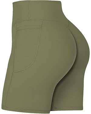 Sunzel No Front Seam Biker Shorts for Women with Pockets, Yoga Workout Gym Bike Shorts with Tummy... | Amazon (US)