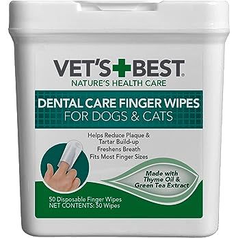 Vet's Best Dental Care Finger Wipes | Reduces Plaque & Freshens Breath | Teeth Cleaning Finger Wi... | Amazon (US)
