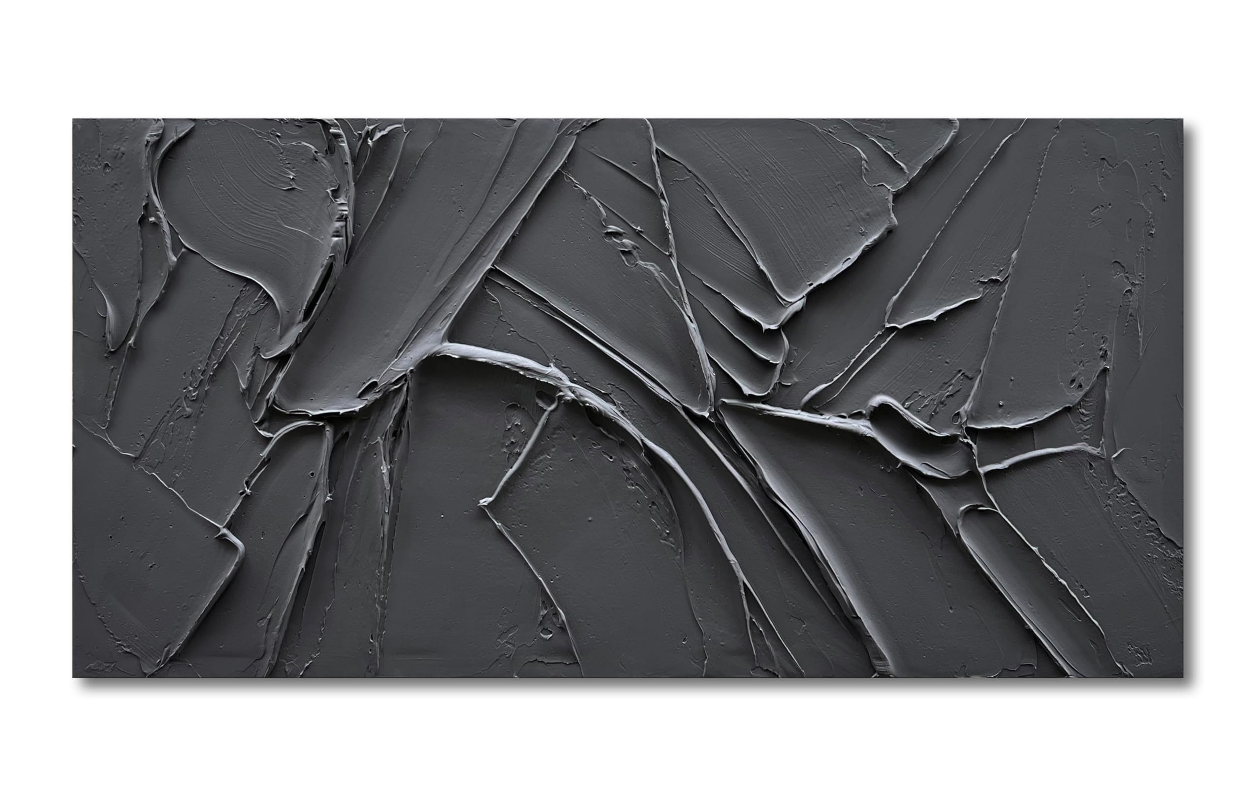 NANKAI Hand-Painted Thick Texture Black Minimalist Oil Painting 30x60 Inch Large Contemporary Art... | Amazon (US)
