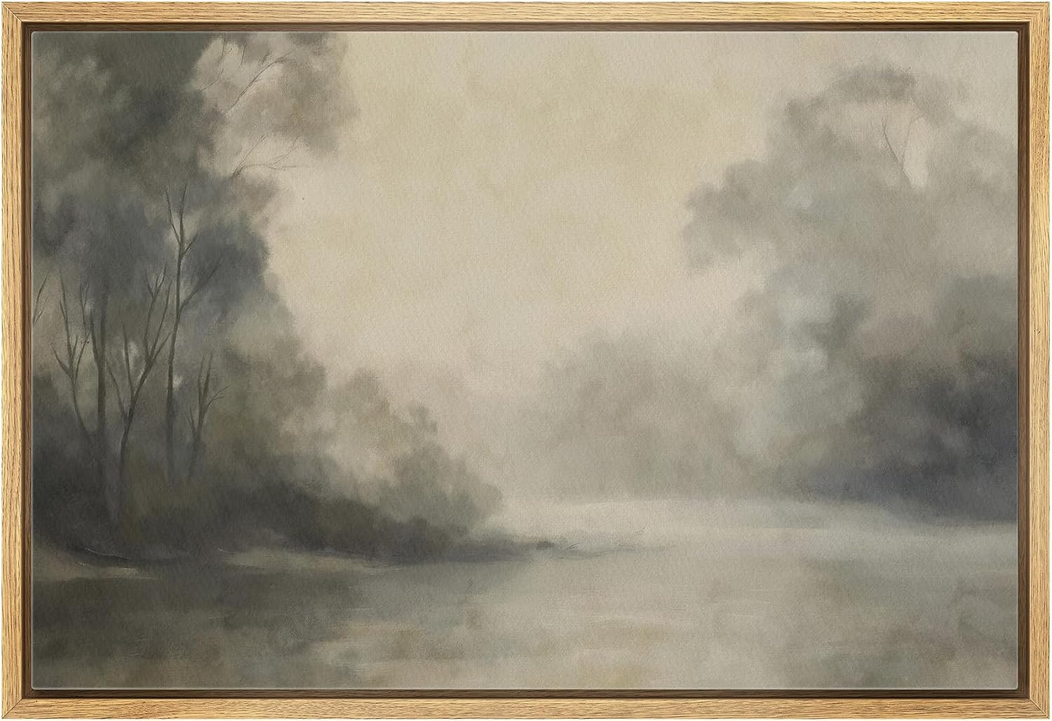 wall26 Framed Canvas Print Wall Art Misty Forest Serene Landscape in Neutral Tones Digital Art Realism Decorative Farmhouse Zen Rustic Multicolor for Living Room, Bedroom, Office - 24"x36" Natural | Amazon (US)