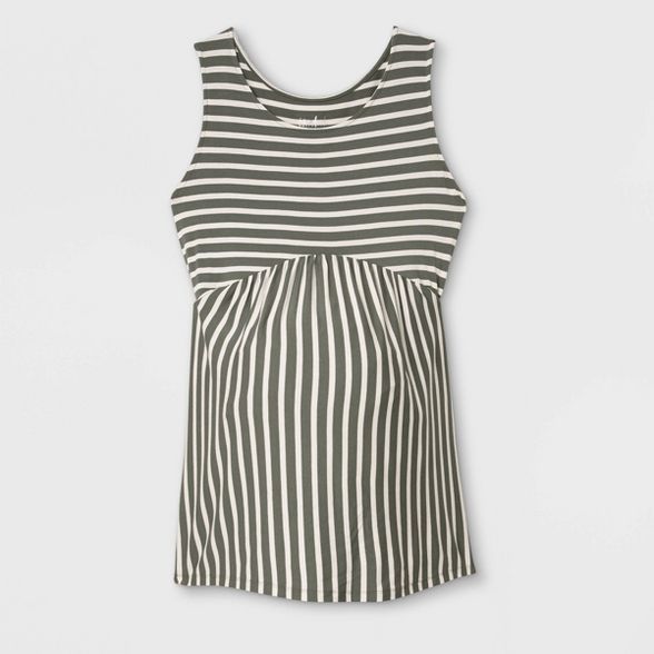 Maternity Striped Knit Tank Top - Isabel Maternity by Ingrid & Isabel™ Olive Green | Target
