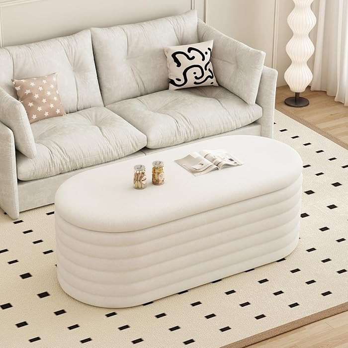 Storage Ottoman Bench 40 inch Upholstered Chenille Fabric Storage Bench for Bedroom End of Bed St... | Amazon (US)